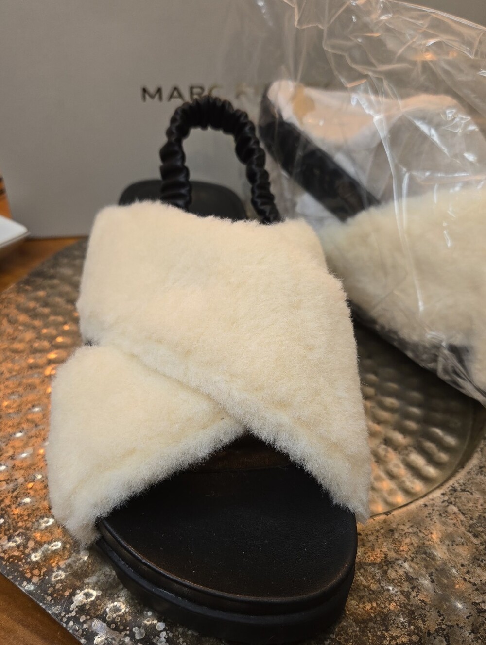 Marc Fisher Cute Fur Slingback Sandals Chic Comfort "Jivin" Shoes NWT 8 M